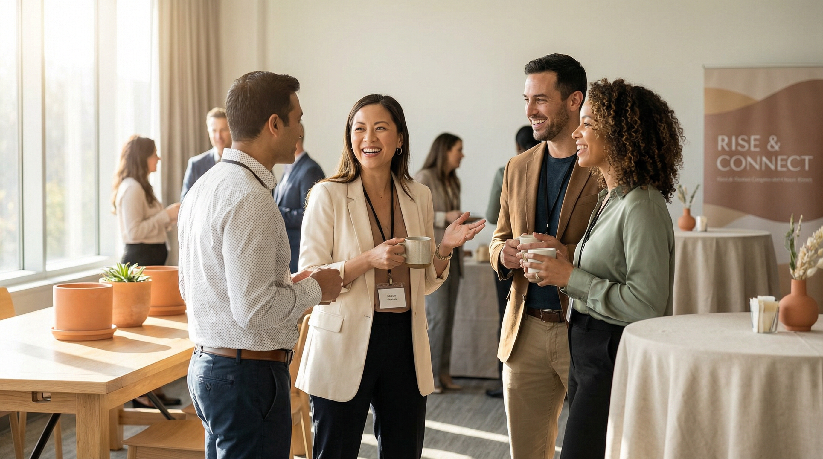 Networking at business breakfast